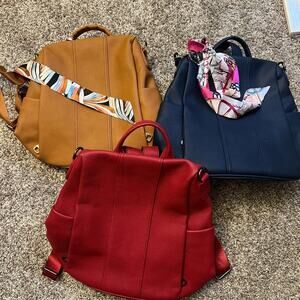 Set of 3 Vegan Leather Backpacks